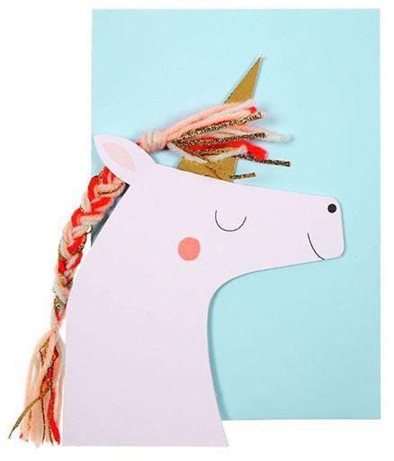 Meri Meri Unicorn with Coloured Braid Birthday Card with Envelope - Multicolour