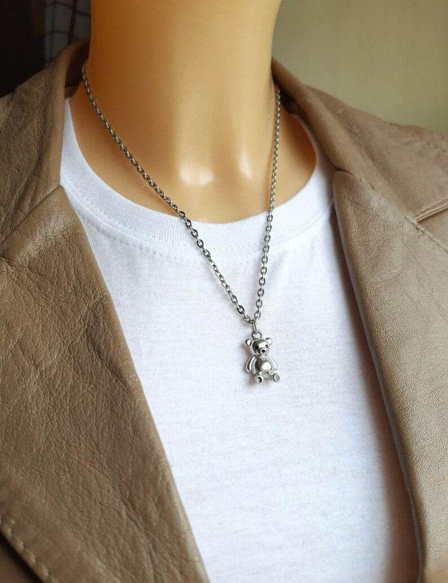 Teddy Bear Necklace Dangling Necklace