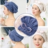 ELECDON Microfiber Hair Drying Caps, Hair Turban Extrame Soft & Ultra Absorbent, Fast Drying Hair Turban Wrap Towels Shower Cap for Girls and Women (Blue+Beige) 2 Packs