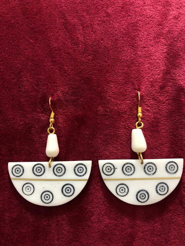 Generic Handmade Horn And Brass Earrings For Women.