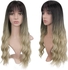 Long Fluffy Wavy Synthetic Wig For Women, Black To Blonde Heat Resistant Wig