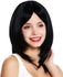 Thin, Straight, Shoulder-length Synthetic Hair Wig, Black With Bangs