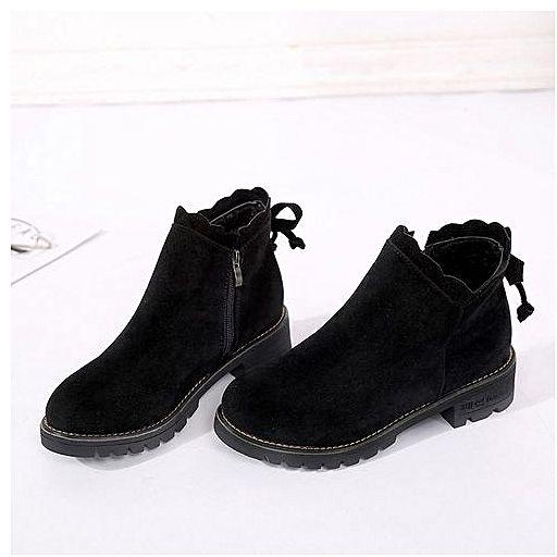 Eissely Womens Butterfly Short Boots Booties Ankle Boots Fashion Low Shoes Wedge BK/35-Black