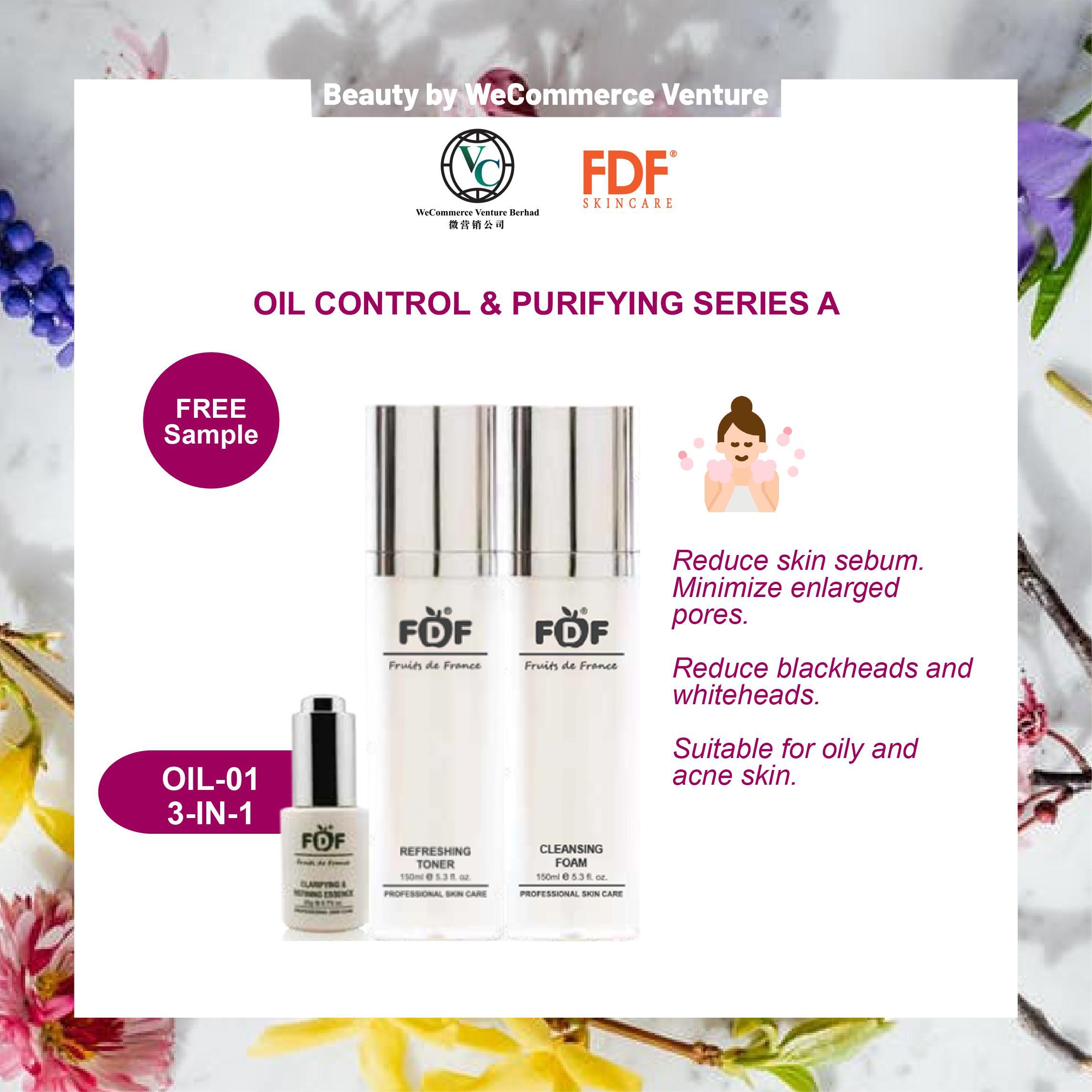 FDF Oil Control &amp; Purifying Series A Set 3 In 1 Sebum Blemish Excess Oil