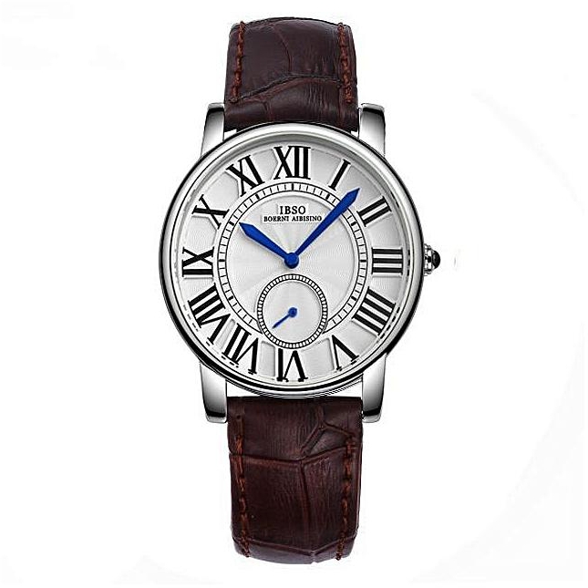 Louis Will IBSO Fashion Leather Female Table Big Dial Watch Watch Of Wrist Of Quartz Watch Waterproof Watch Tide Temperament Disc Pointer (Brown)