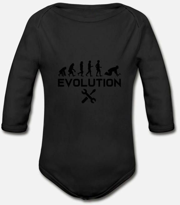 Construction Worker Shirt Excavator Evolution Organic Long Sleeve Baby Bodysuit