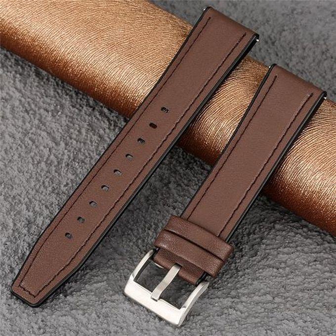 Huawei GT2E / GT2 Pro / GT2 46 - GT3 46 - 46mm Silicone Leather Replacement Strap Watchband 22mm - Brown Silver Buckle