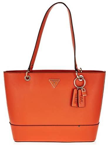 Guess Women's Shoulder Shopper Tote Bag Noelle Saffiano, Orange