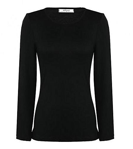 Sunweb Meaneor Stylish Ladies Long Sleeve O Neck Slim Solid Shirt Top Bottoming Wear Blouse