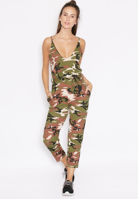 Camo Belted Jumpsuit