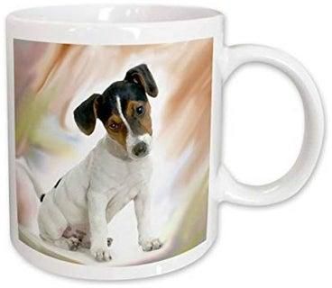 Jack Russell Terrier Printed Ceramic Mug White/Brown/Black 325ml