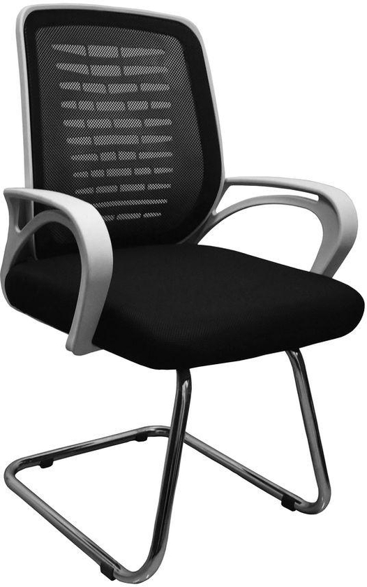Sarcomisr Waiting Office White Chair - Black Mesh