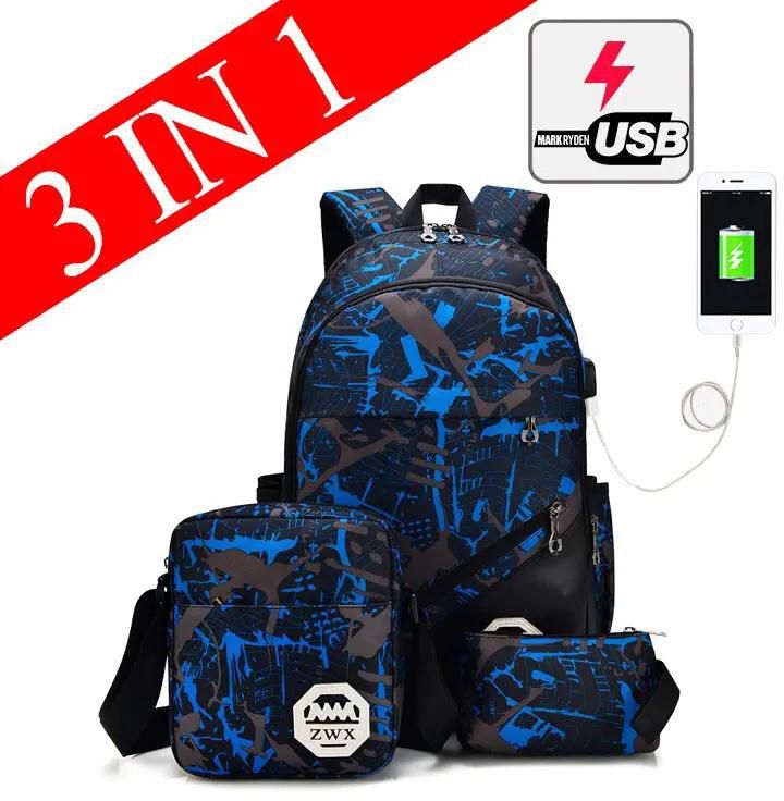 B033 Travel Backpack Bag 3 In 1 Unisex Fashion Casual Bag TravelBag Travel Backpack blue 3-IN-1