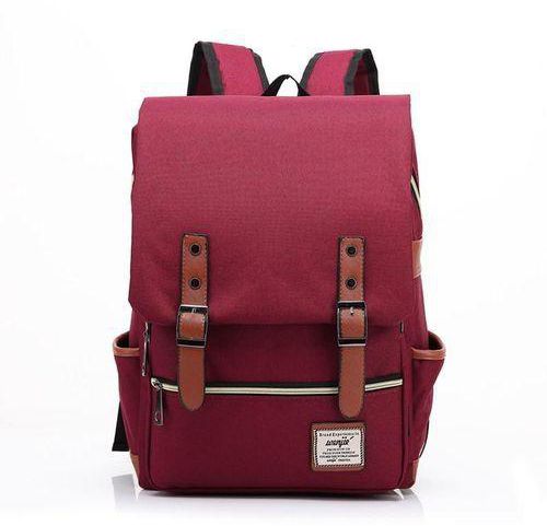 Men Male Canvas College School Student Backpack Casual Rucksacks 16 Inch Travel Bag Laptop Bags Women Bags - Red