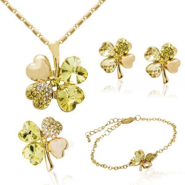 Mysmar Yellow Gold Plated Crystal Jewelry Set, MM583