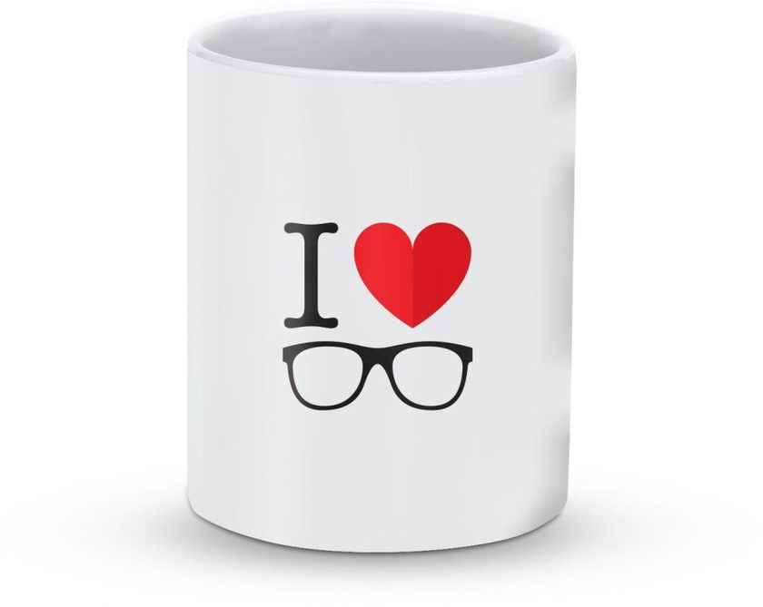 Stylizedd Mug - Premium 11oz Ceramic Designer Mug- I love glasses