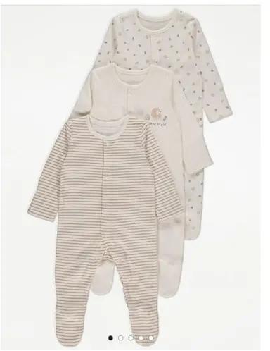 3-in-1 Unisex Baby Sleepsuits - 3-6months