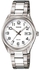 Casio Men's White Dial Stainless Steel Band Watch - MTP-1302D-7BV