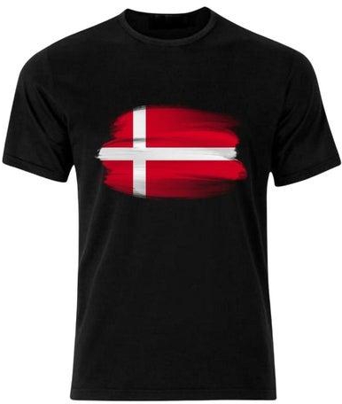 Denmark Patriotic Independent Day Printed Casual Crew Neck Premium Short Sleeve T-Shirt Black