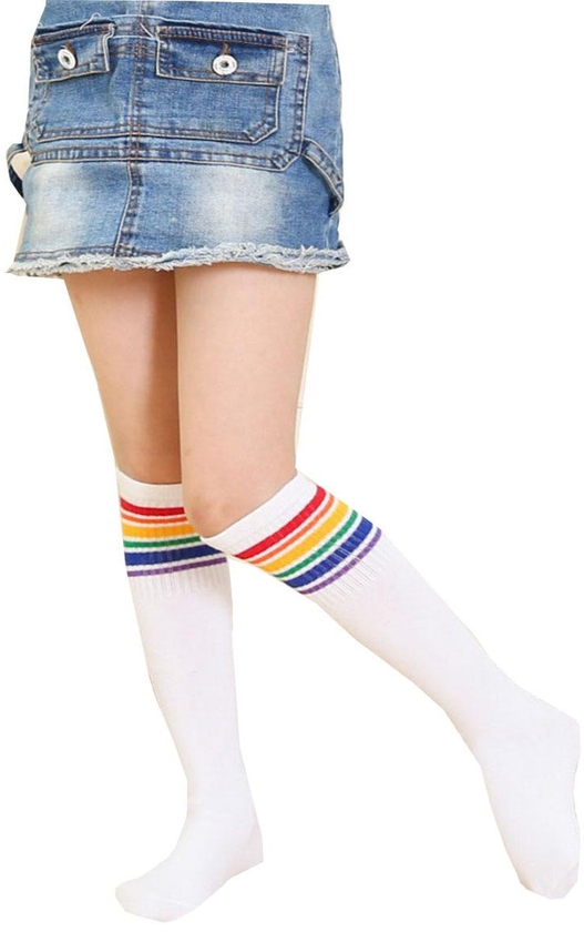Kid's Socks Fashion Simple Cute Rainbow Striped Design Knee-High Stockings