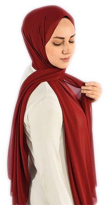 Long Scarf Crepe Solid (Fatahk Red)