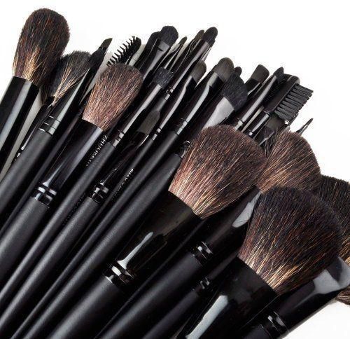 32 Pcs Beauty Cosmetic Makeup Brush Set Kit with Free Leather Case-Black