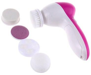 5-In-1 Facial Cleansing Massager Pink/White