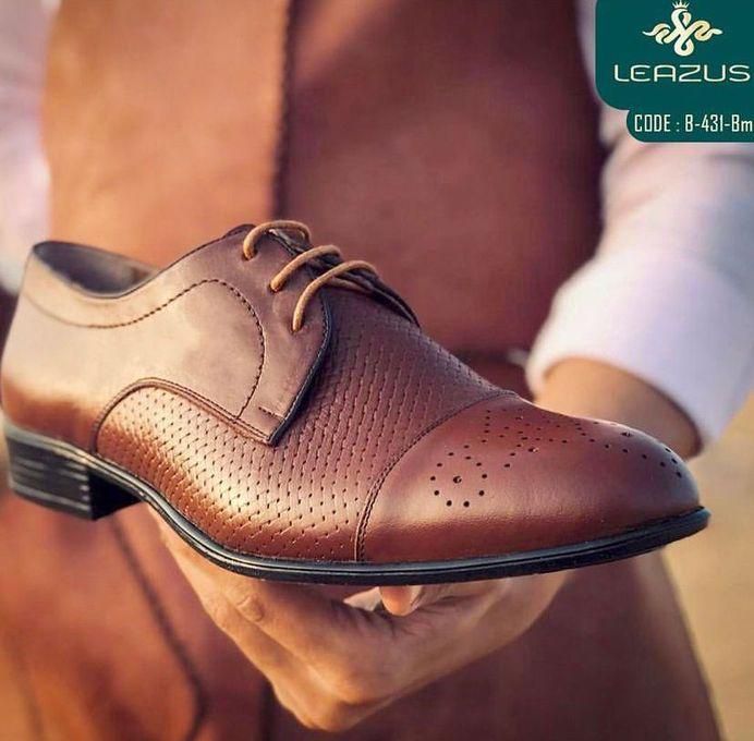 Natural Leather Classic Leazus Shoes - HAVAN