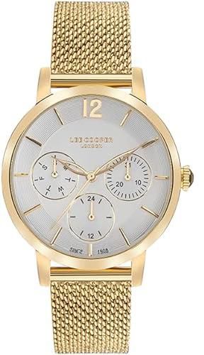 Lee Cooper Women's Quartz Movement Watch, Multi Function Display and Mesh Strap - LC07552.130, Gold
