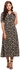 ACEVOG Women's Vintage Style Peter Pan Collar Short Sleeve Floral Print Long Maxi Dress-Black