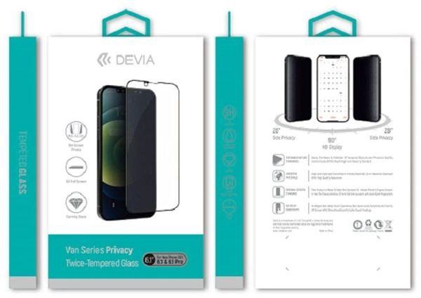 Devia ديفيا واقي شاشه زجاجي لهاتف أيفون 13 برو ماكس (6.7) - أسود