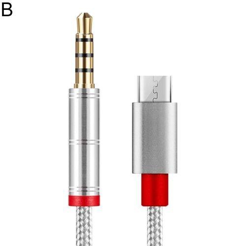 1m Type-C Male to 3.5mm Plug AUX Audio Adapter Cable-Silver