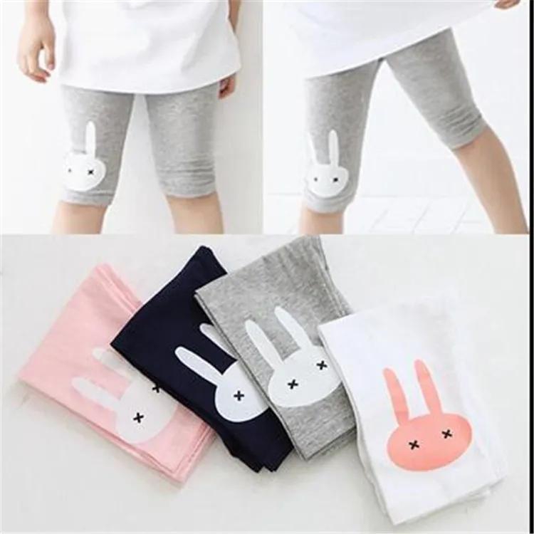 Rabbit Footless Girls Knee Length Pants Kid Five Pants Trousers Cropped Children Modal Cotton Leggings Summer Bottoms 3-10years