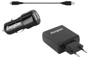 Energizer HT 3 in 1 UK 2 USB 2A Micro-USB Car Charger Black