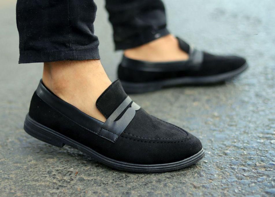 حذاء بانص كلاسيك من الشمواه سهل الارتداء، أناقة تلائم كل إطلالة - أسود