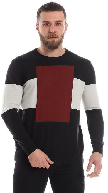 Ted Marchel Block Color Pullover - Black, Off White & Maroon