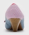 Dejavu Light Denim & Striped Pink Canvas Heeled Shoes