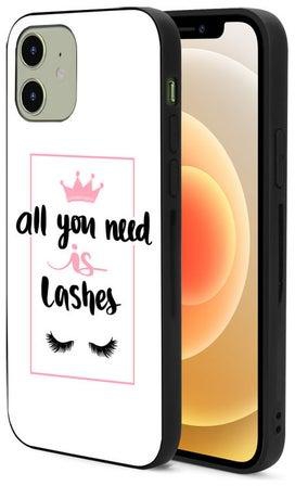 Protective Snap Case Cover For Apple iPhone 12 All You Need Is Lashes White Back