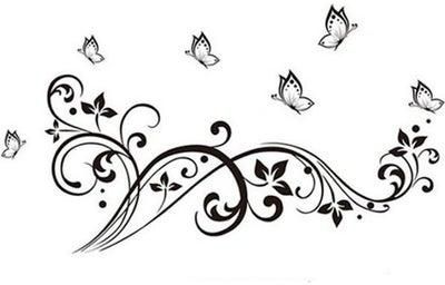 Small Flower Butterfly Wall Decals Tv Background Wall Art Decal Sticker Black 90*140cm
