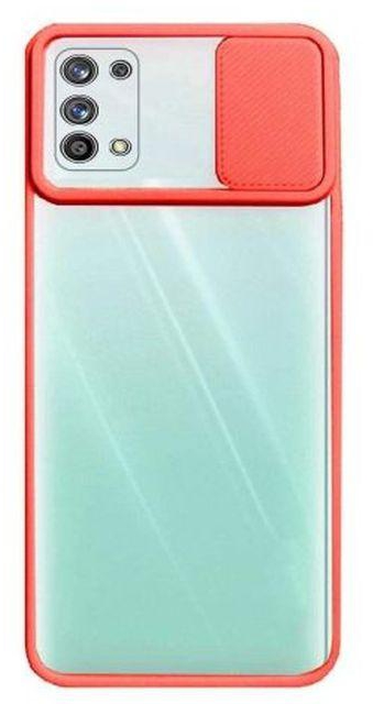 StraTG Clear And Red Case With Sliding Camera Protector For Realme 7 Pro - Stylish And Protective Smartphone Case