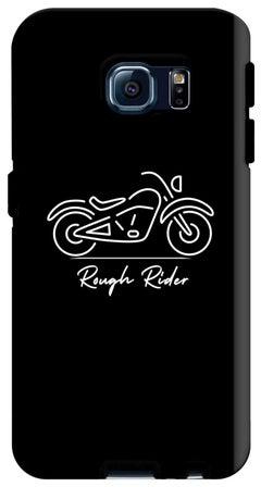 غطاء حماية من سلسلة تاف برو مزين بطبعة لعبارة "Rough Rider" لهاتف سامسونج جالاكسي S6 إيدج أسود/ أبيض