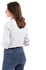 Esla Open V-Neck Patterned Long Sleeves Blouse - Black & White