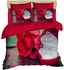 3D Sateen Quilt Cover Set 2401 Red Cotton Blend Double