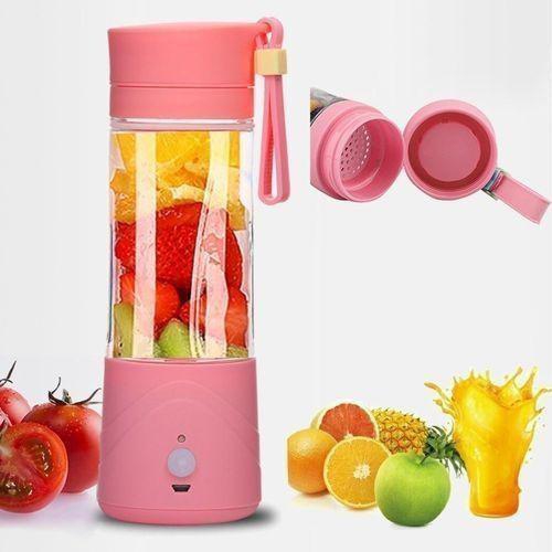 Generic Portable Blender Juicer Cup / Electric Fruit Mixer / USB Rechargeable Juice Blender 380mL -Pink