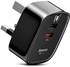 Elikang Baseus Funzi QC 3.0 Dual USB Smart Travel Charger UK Plug - BLACK