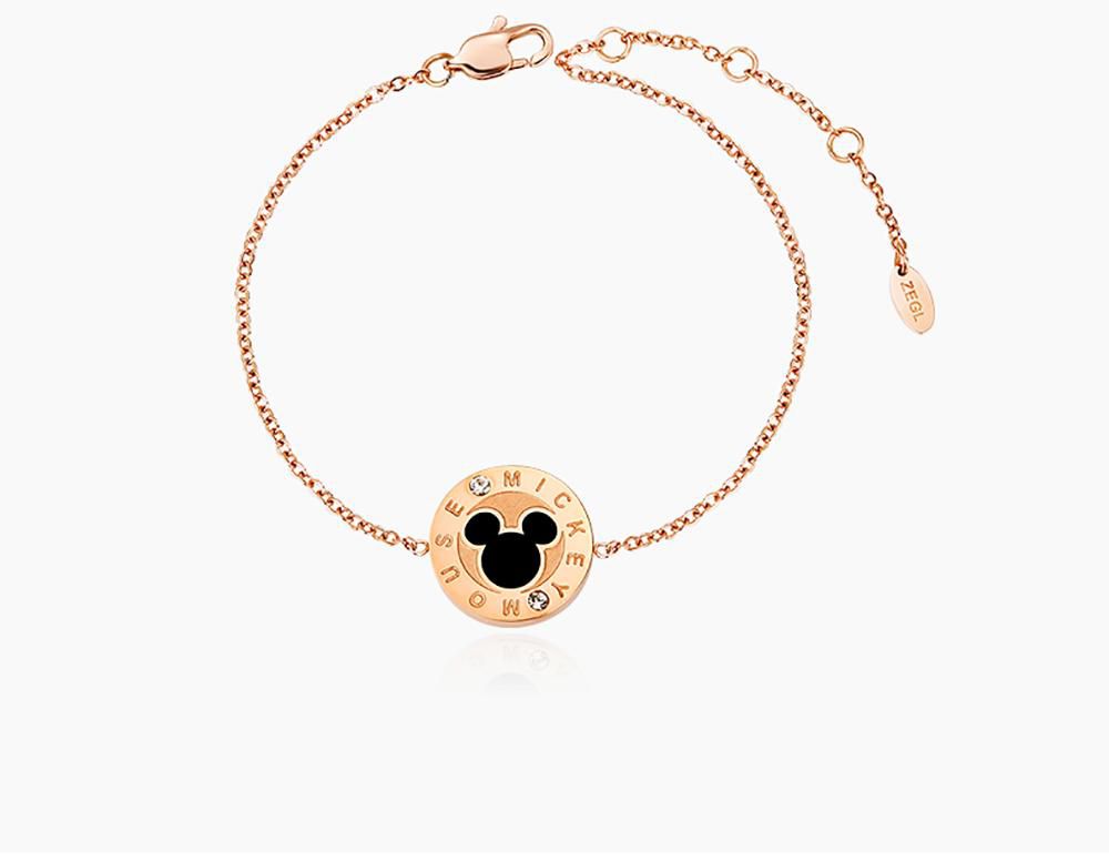 Seoulsenztury Disney Collection Round Mickey Titanium Bracelet (Rose Gold)