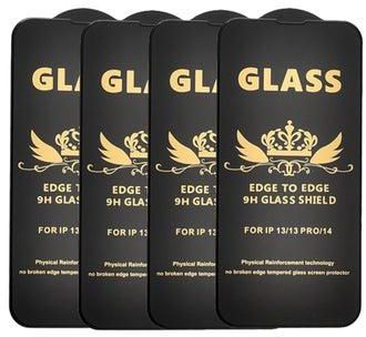 G-Power 9H Tempered Glass Screen Protector Premium With Anti Scratch Layer And High Transparency For Iphone 14 Set Of 4 Pack 6.1" - Black