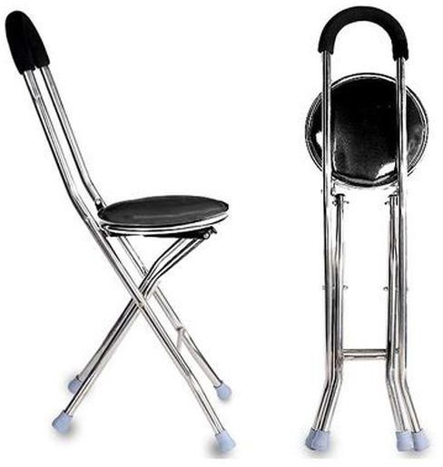 Walking Stick With Chair - Black