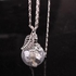 Filigree Leaf Glass Ball Dandelion Necklace - Silver
