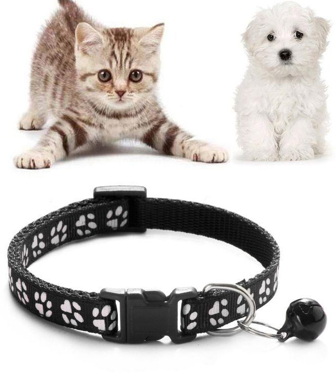 Fashion Puppy ID Collar Small Dog Paw Print Collars Fast Adjustable Side Release Cat Pet